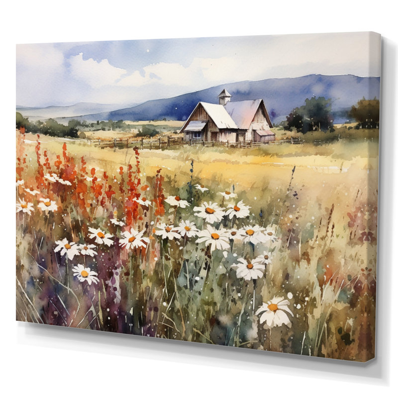 «Green Green Meadow At The Farm I», impressions sur toile florales, H 24 po x l 32 po x P 1 po, Toile tendue