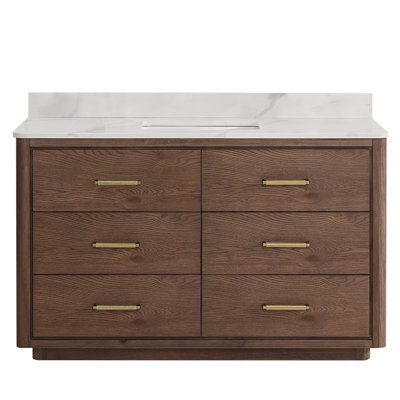 Porto 55'' Free Standing Single Bathroom Vanity with Quartz Top