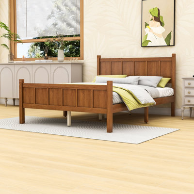 Wood Platform Bed with Headboard