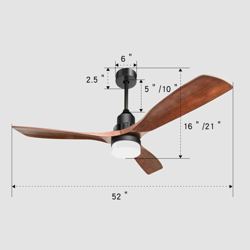 Ventilateur de plafond 52 po avec lumières DEL Derinkuyu