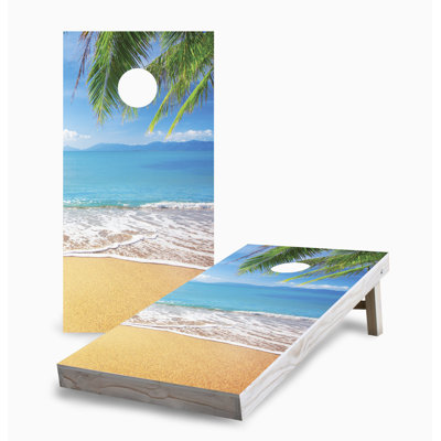 Paradise On The Beach Corn Hole Board Set With LED Lights