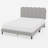 Solid Wood Queen Size Boucle Platform Bed with Geometric Headboard in Dove Gray with DIY Multicolor RGB Lights-118676341-118676342