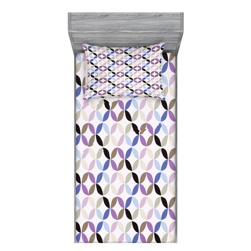 Microfiber Polka Dots Sheet Set, Queen Sheet Set with Fitted Sheet, Navy
