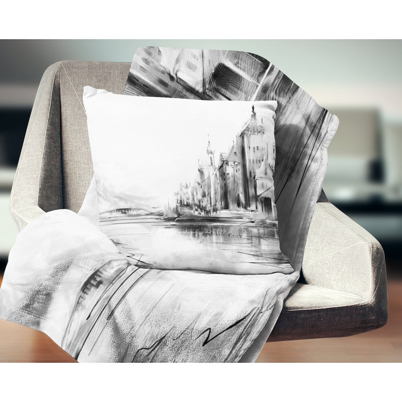 Coussin de soleil à l’après-midi cityscape zurich, 16 po x 1 po, Coussin décoratif