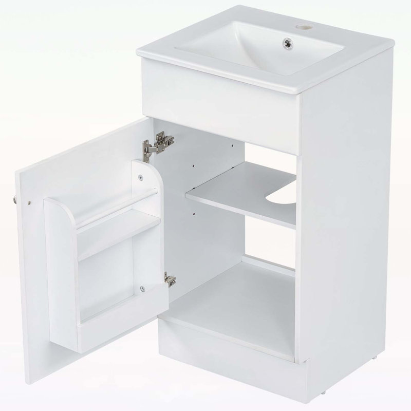 Meuble-lavabo sophistiqué avec rangement polyvalent et attrait élégant, Blanc, Argent argent