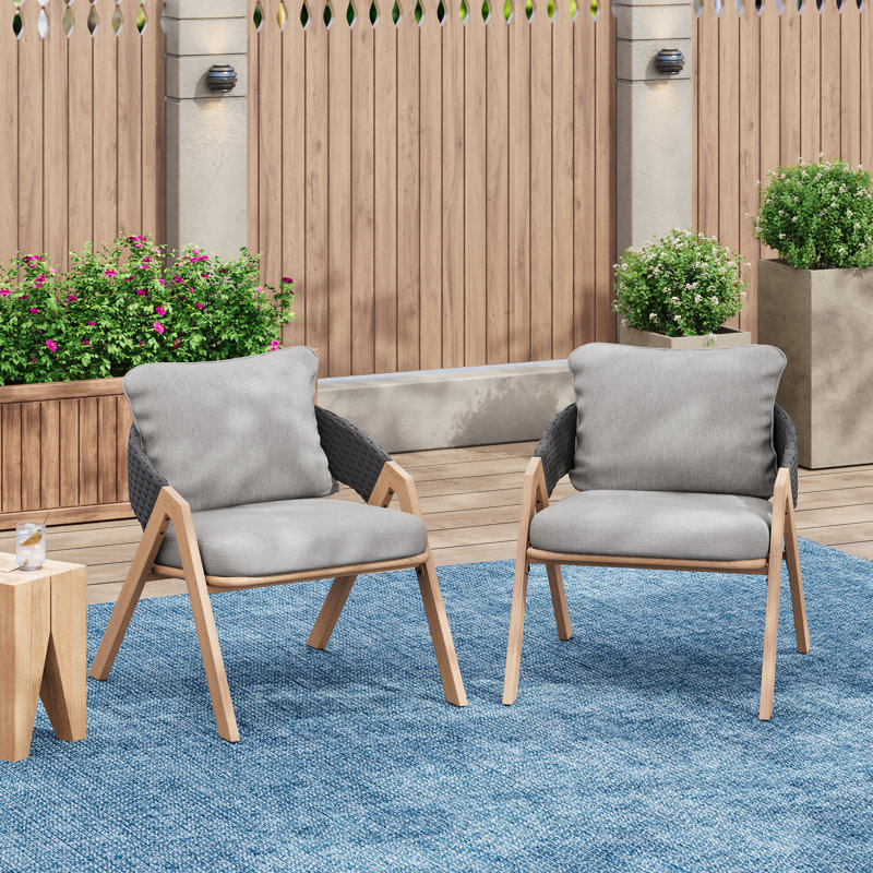 Torc Patio PE Rattan Lounge Chairs With Removable Cushions, Gray