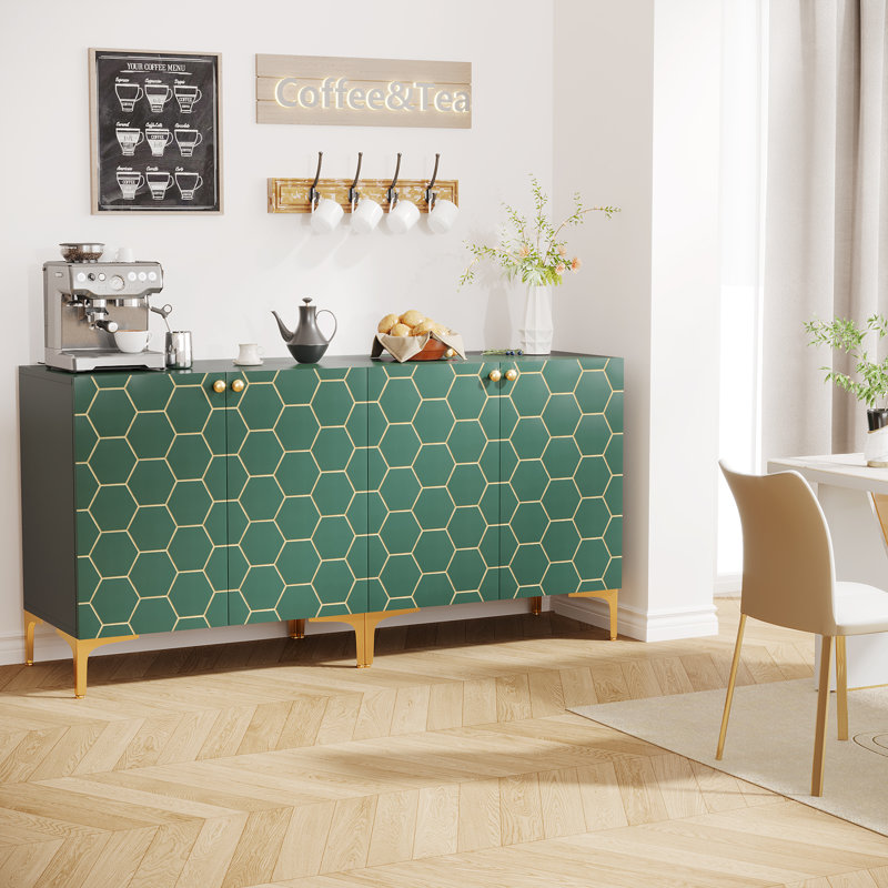 31.5'' Wide 2-Door Buffets and Sideboards Cabinet Set with Hexagonal Pattern