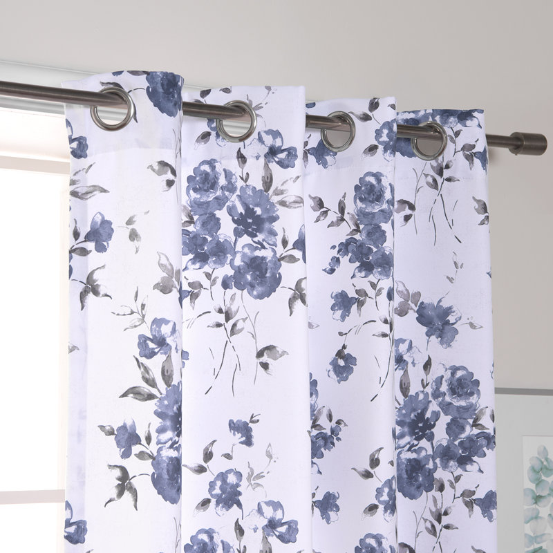 Paire de rideaux semi-transparents avec œillets Bratu, Bleu marine
