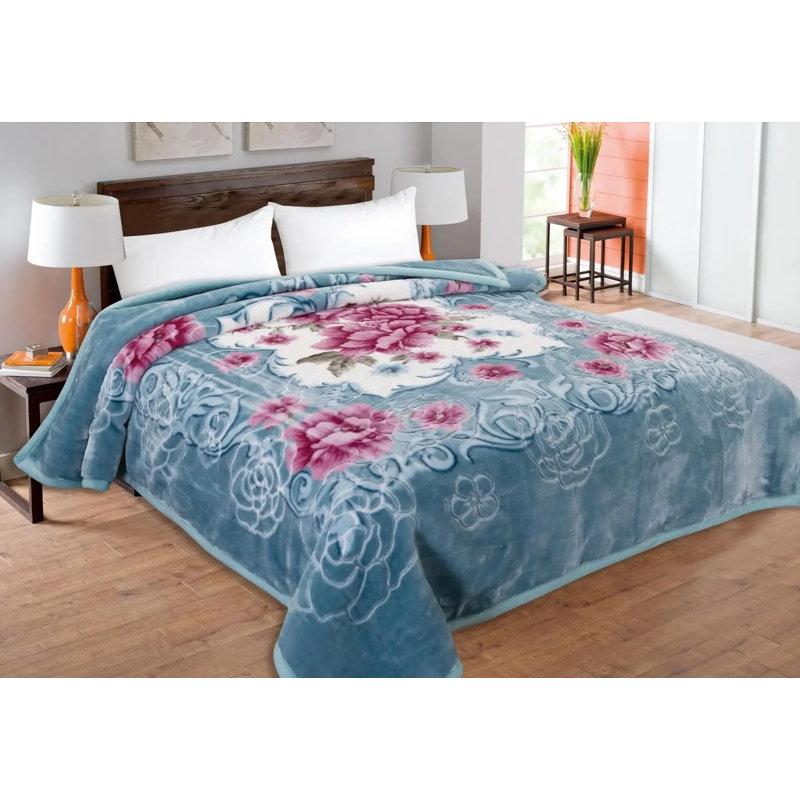 Machine Woven Throw Blanket, Green Floral