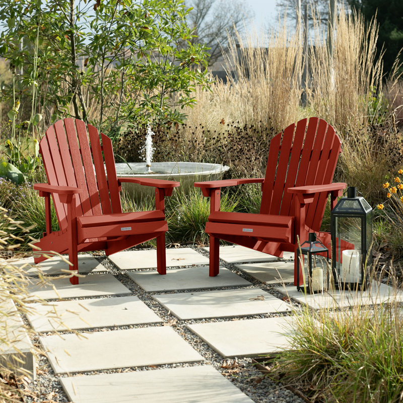 Anette Outdoor Adirondack Set, Rustic Red