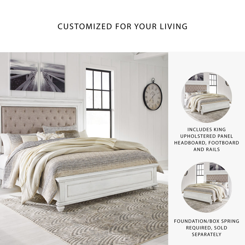 Atas Upholstered Panel Bed, King