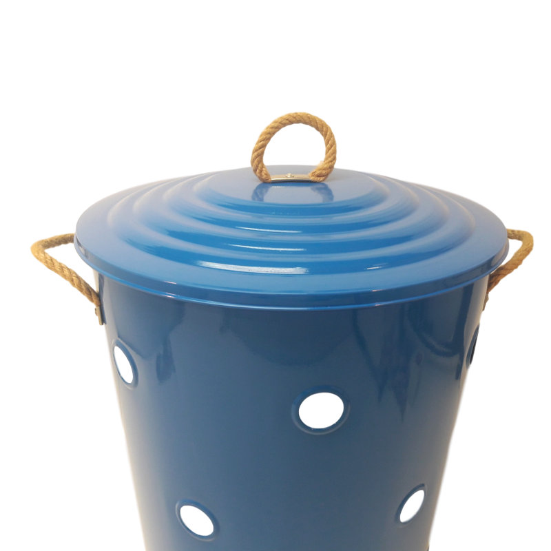 Metal Laundry Hamper with Handles, Blue