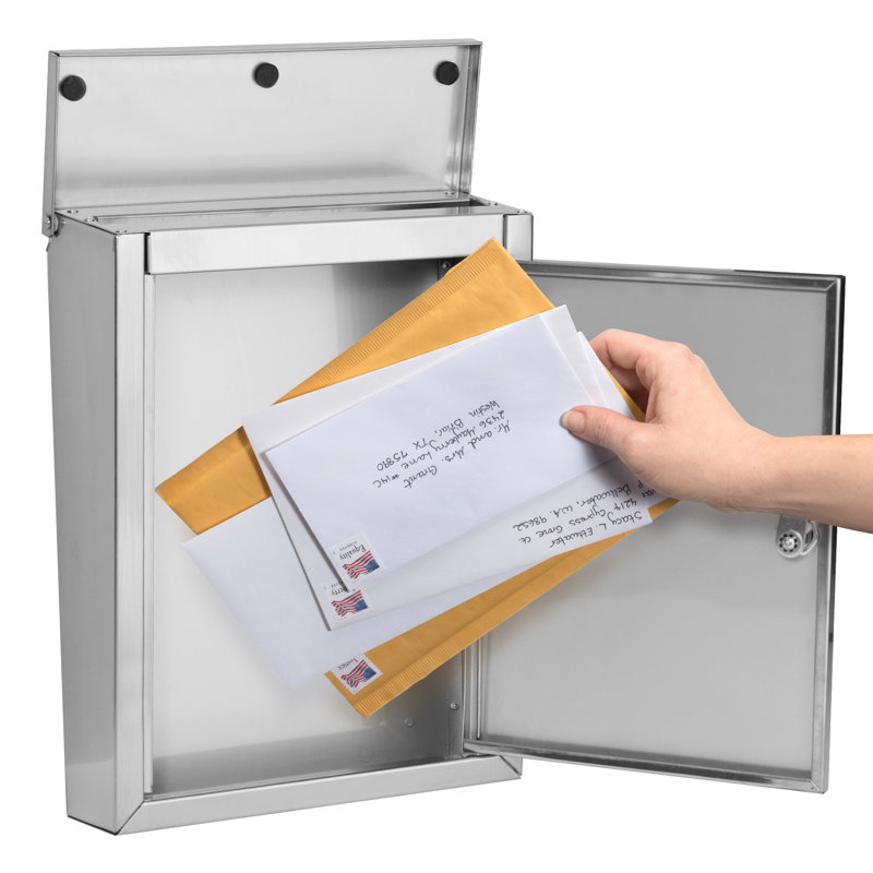 Stainless Steel Locking Wall Mount Mailbox with Cam Lock