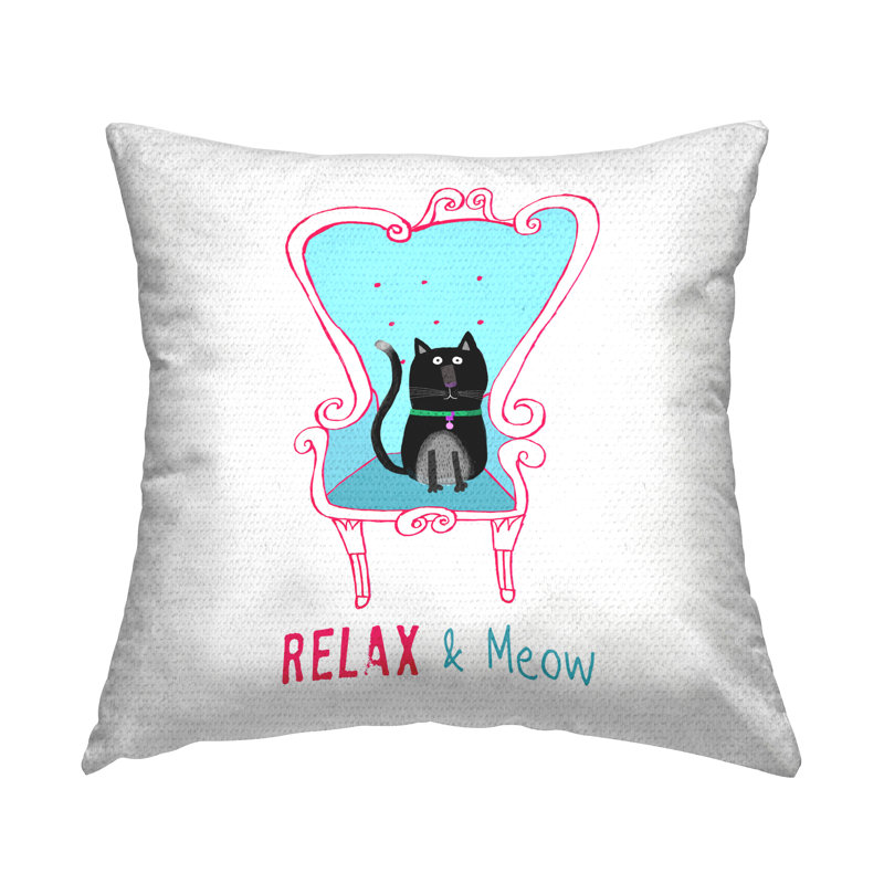 Coussin décoratif pour l'extérieur Relax & Meow par Carla Daly