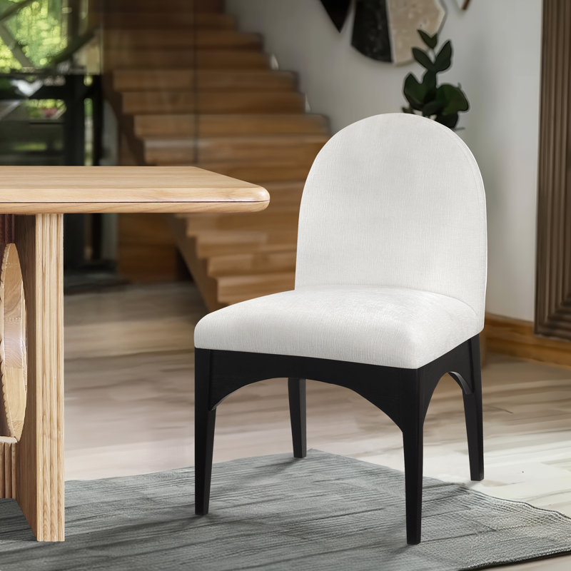 Waldorf 19.75'' H Upholstered Side Chair, Cream Chenille, Black
