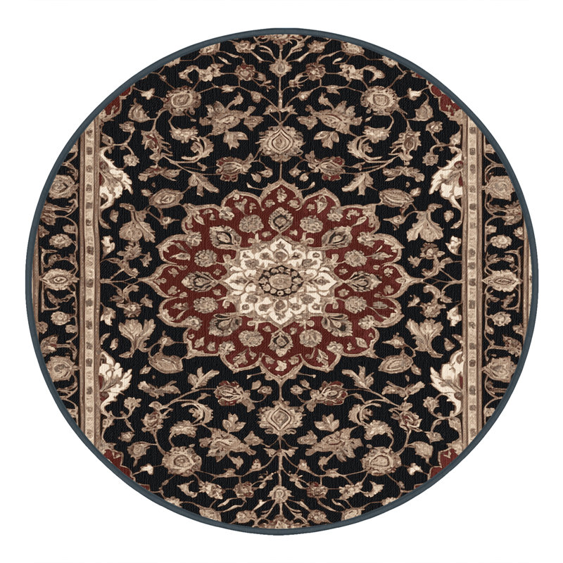 Tapis brun lavable à la machine, Rond 5 pi