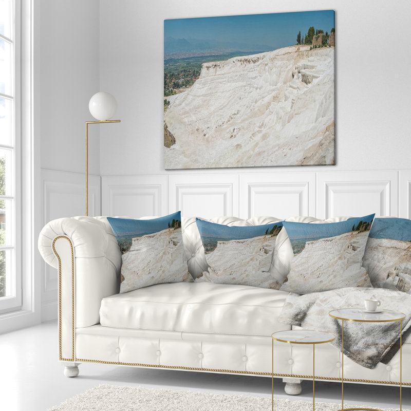 Vue panoramique de Pammukale - Oreiller imprimé Sea & Shore, 16 po x 1 po, Coussin décoratif