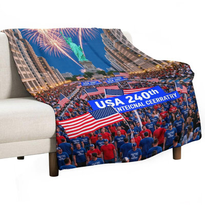 Usa Two Hundred Fortieth National Celebration Luxury Flannel Throw Blanket, Soft Warm Fuzzy Blanket for Living Room Sofa Bed Home Decor
