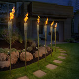Sorbus Bamboo Outdoor Tiki Torches 60" with Metal Oil Canister