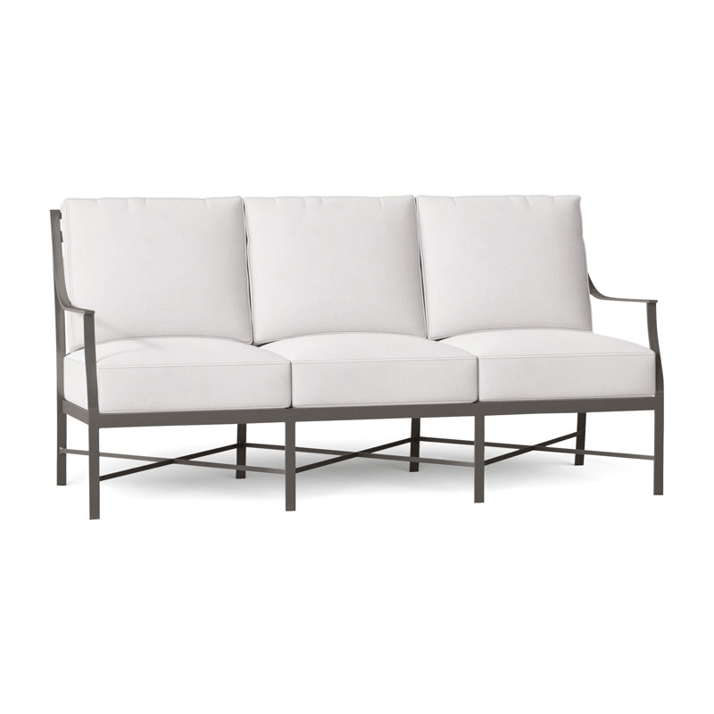 Monaco Aluminum Sofa - Slate Gray, Snow Sunbrella® Linen, Slate Gray, Welt