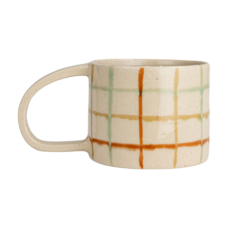 Stoneware Mug With Checkered Pattern