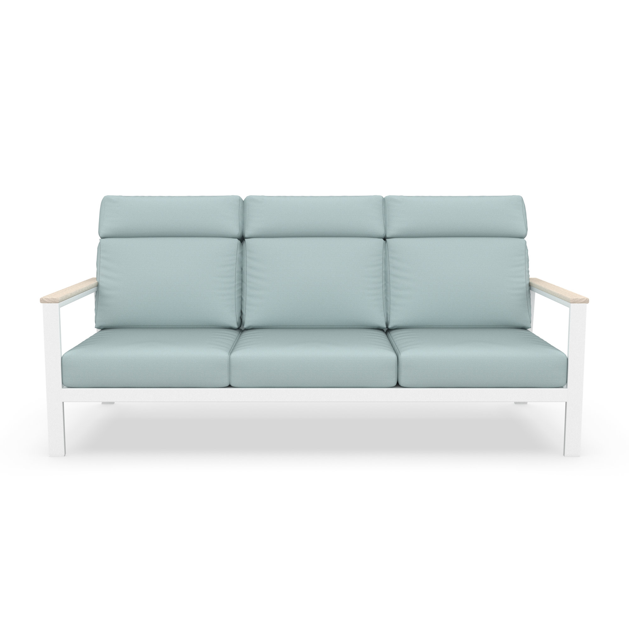 Townsend Metal Outdoor Sofa With Sunbrella Cushion, Light Blue