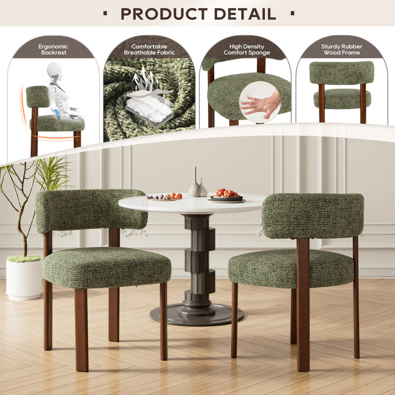 48.5cm H Upholstered Upholstered Back Side Chair, Green Fabric