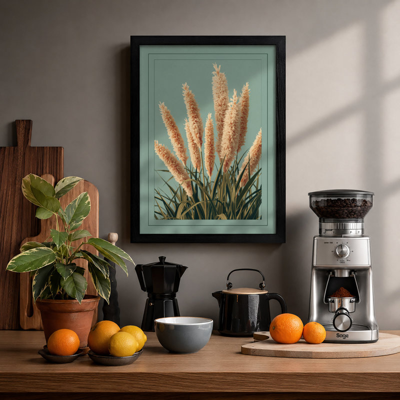 Golden Grain Study Botanical - Print, A1 - 84.1 x 59.4 cm, Black