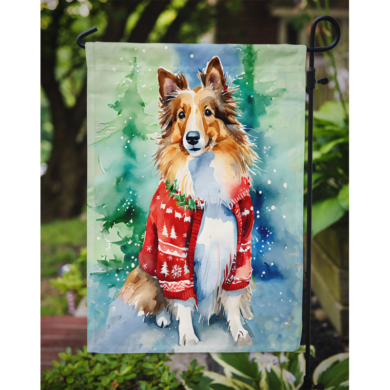 Drapeau de Noël Sheltie, H 15,5 po x l 11,25 po