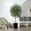 Adcock Artificial Olive Tree with Decorative Pot, UV Resistant Faux Olive Tree with Natural Trunk-700034059-700034061