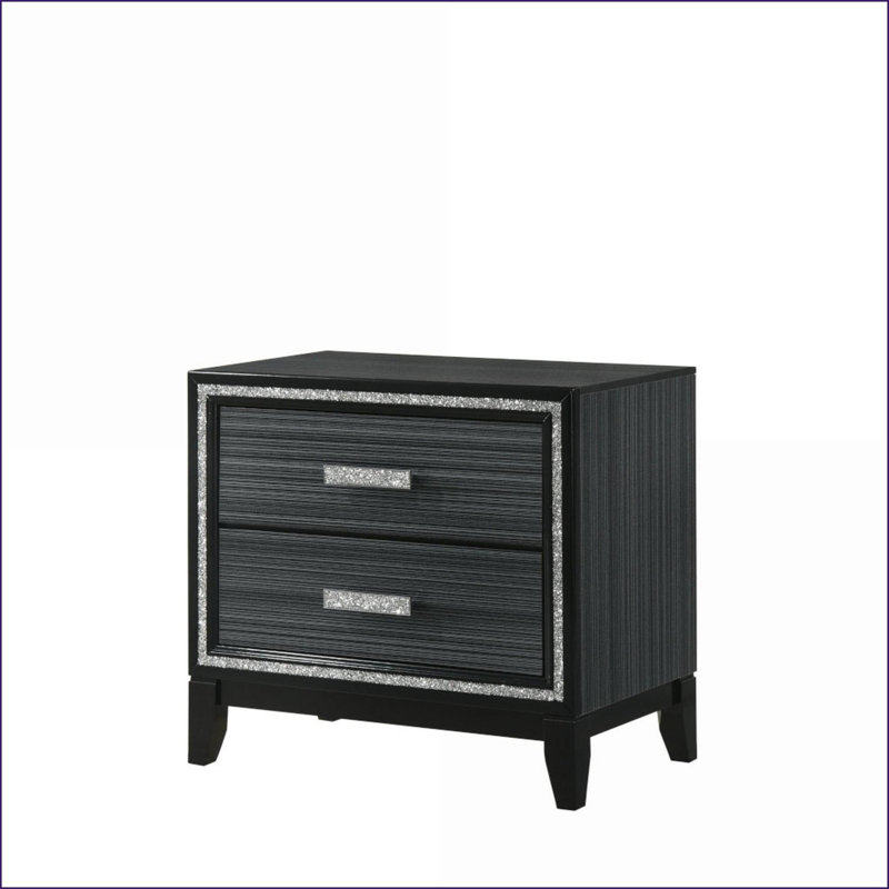 Table de chevet moderne 2 tiroirs Haiden, Noir