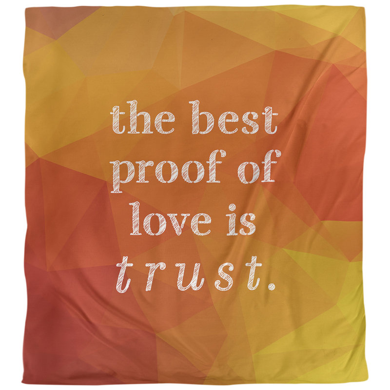 Housse de couette simple Love and Trust Quote, Housse de couette pour grand lit, Ambre