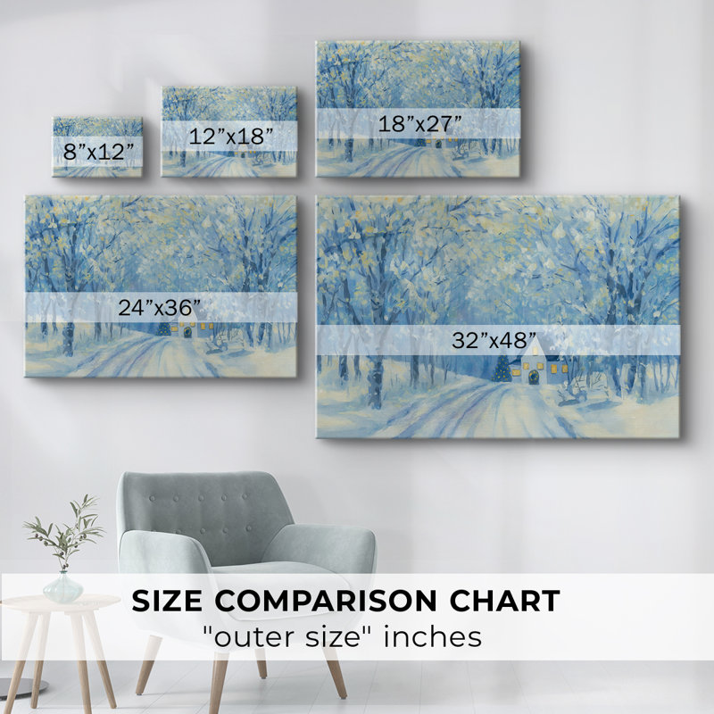 «Icy Manger at Twilight» - Toile tendue avec châssis de qualité supérieure, H 12 po x l 18 po