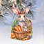 Ornements en bois de lapins de Pâques avec des carottes par G. Debrekht