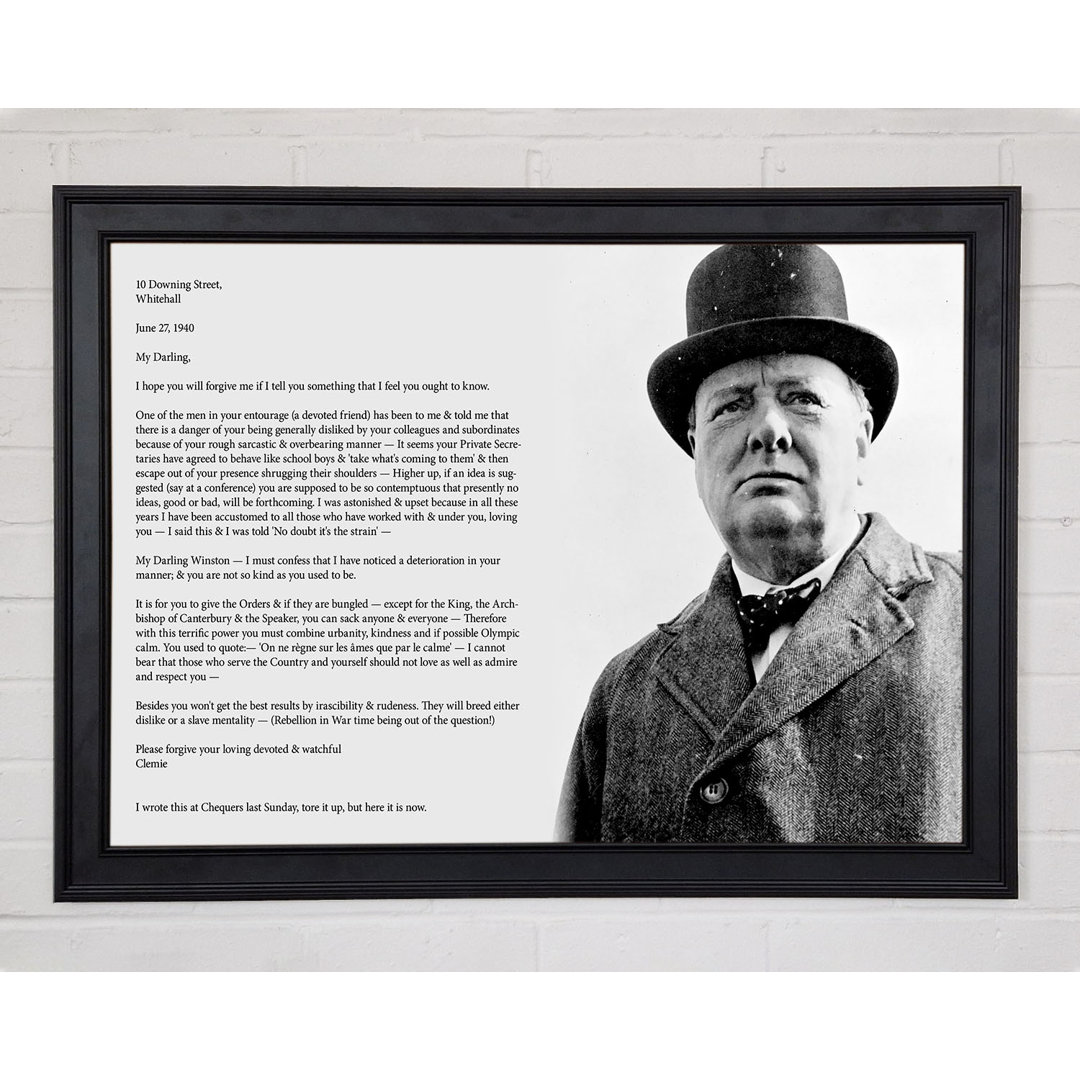 Motivierendes Zitat Winston Churchill Gerahmter Druck 9969