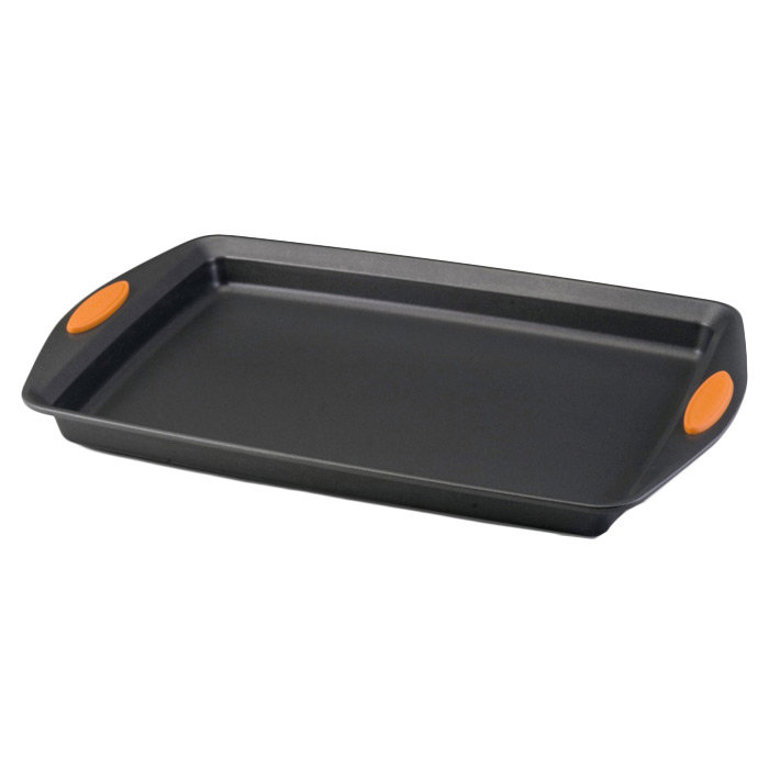 Gray Nonstick Aluminum and Carbon Steel Baking Sheet with Orange Grips