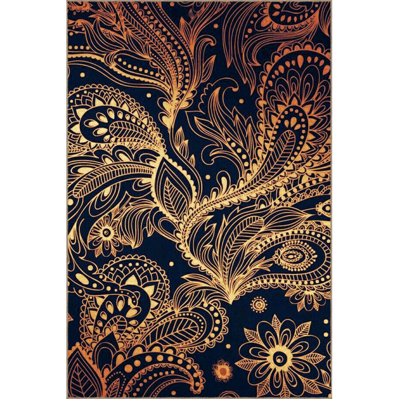 Tapis décoratif moderne à motif floral bleu marine, Tapis de couloir 3 pi 3 po x 6 pi 7 po inclus