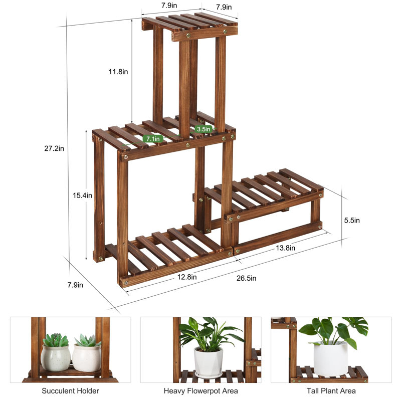 Support à pot de fleurs en bois