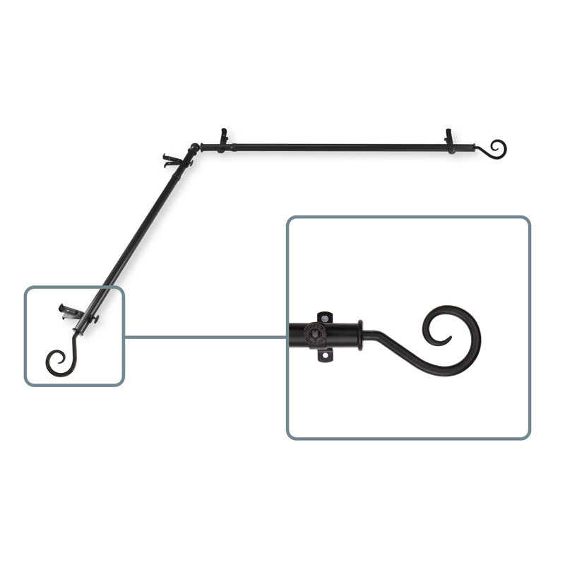 Tringle à rideaux simple Brasfield Curl, Noir, 48 po à 84 po