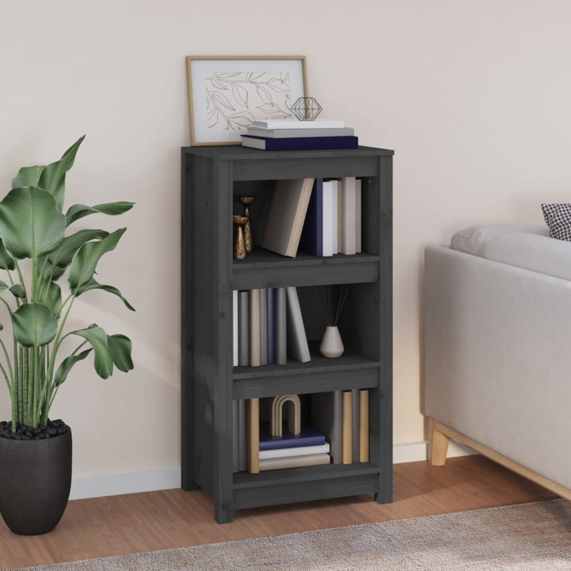 Kylisia 97cm H Solid Wood Standard Bookcase, Grey, 97cm H x 50cm W x 35cm D