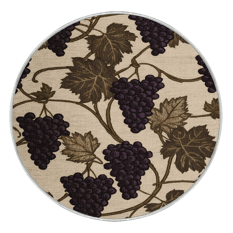 Washable Grape Delaware Fruits Area Rug, Square 7'
