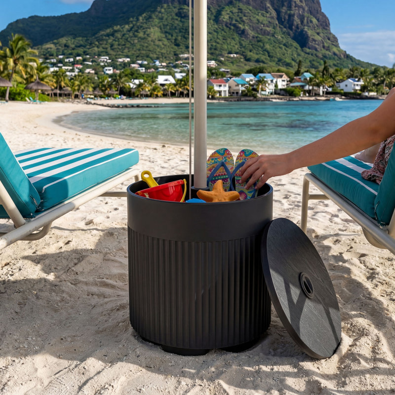 Table d'appoint de patio avec parasol, Noir