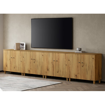 4-In-1 TV Stands With Doors, Entertainment Center With 12 Storage Compartments