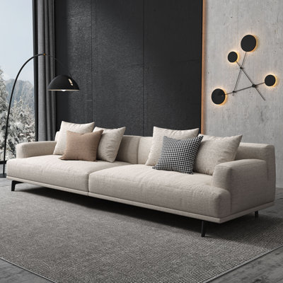 Canapé modulaire de 110 po avec revêtement en mélange de coton comprenant 4 coussins de dossier et 2 coussins décoratifs
