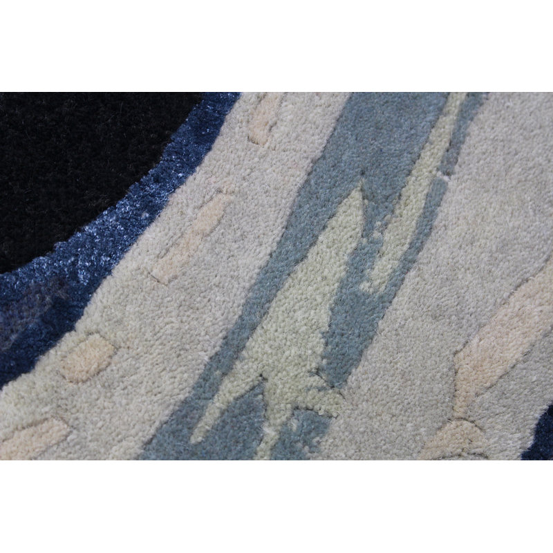 Tapis décoratif gris en laine Touffeté à la main à motif abstrait Risley, Rectangle 5 pi x 8 pi