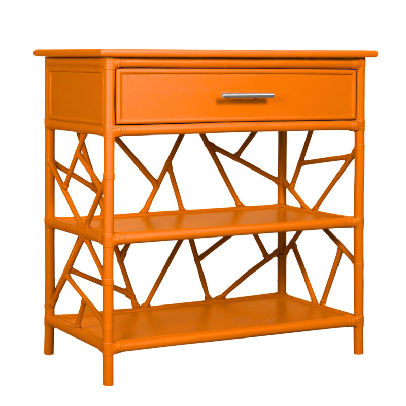End Table with Storage, Citrus Orange