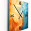 Horloge murale orange vif et turquoise liquide - formes abstraites-99637507