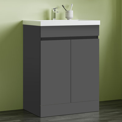 Glenhaven 600mm Single Bathroom Vanity with Drop In Resin Basin