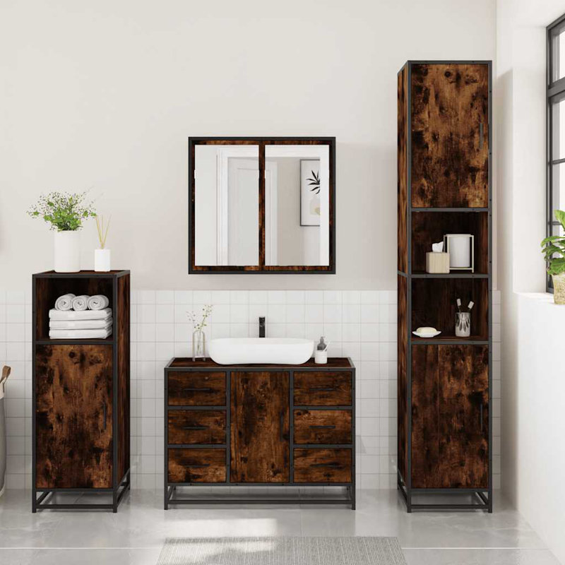 Anaely Bathroom Furniture Suite, Dark Wood