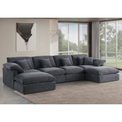 155.7" W 6-Piece Modular Chenille Sectional